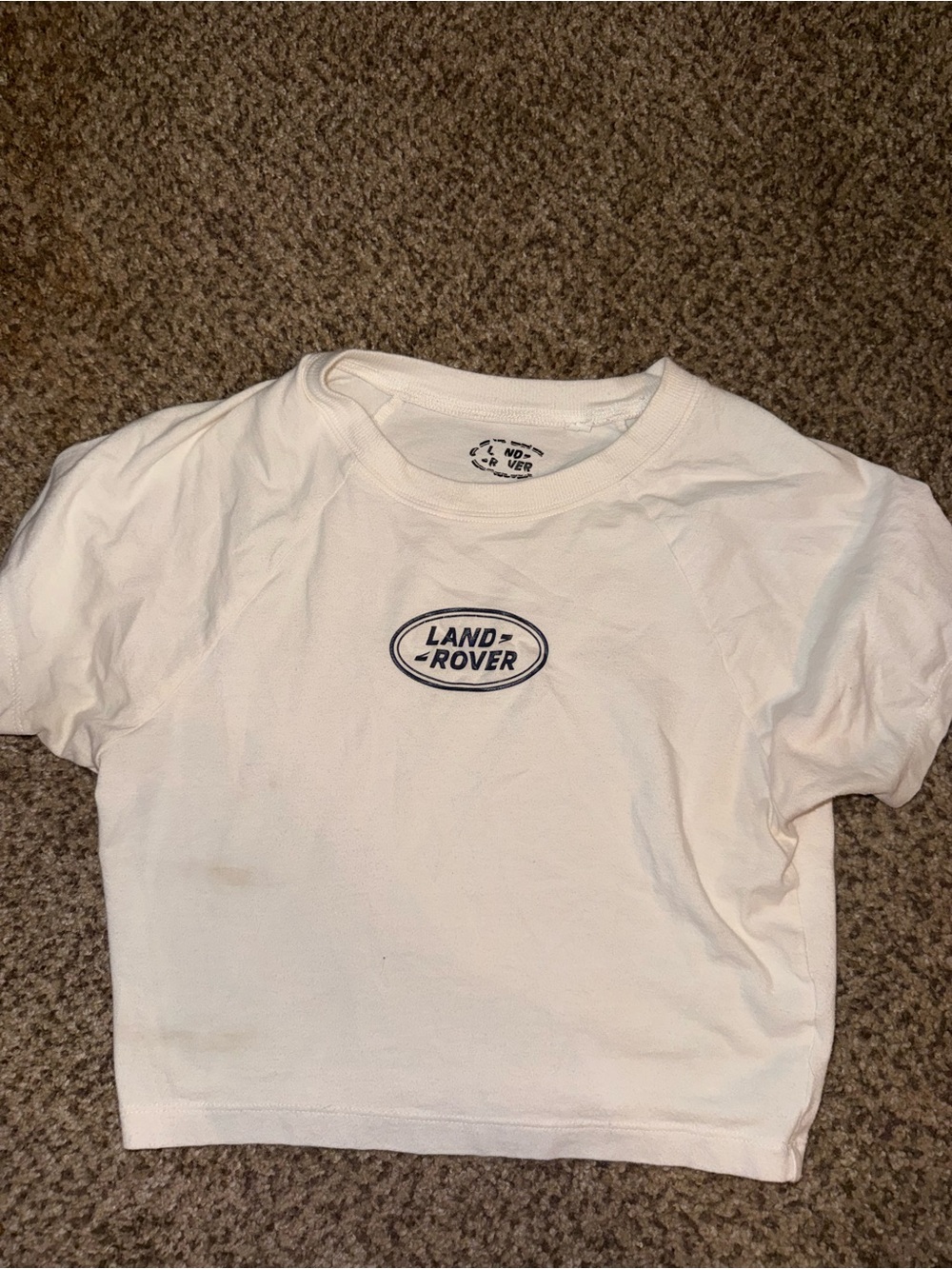 PacSun White Land Rover Cropped Logo Tee